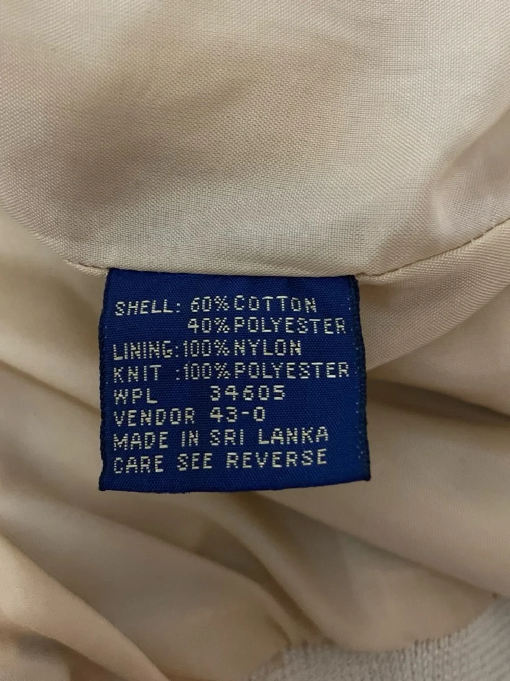 Towncraft Light Tan Bomber Jacket Members Only Style XL